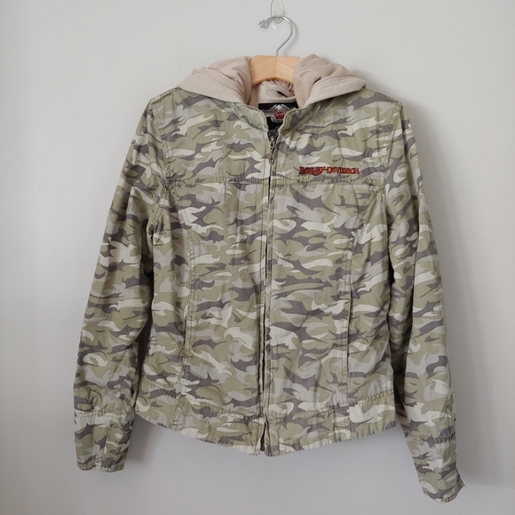 Harley Davidson Motorcycle 2 In 1 Camouflage Jacket Size Large - Picture 3 of 15